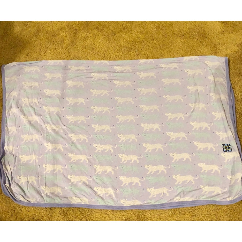 KicKee Pants Baby Blanket HTF Lavender Leopard Bamboo Blend Soft‎ Swaddle